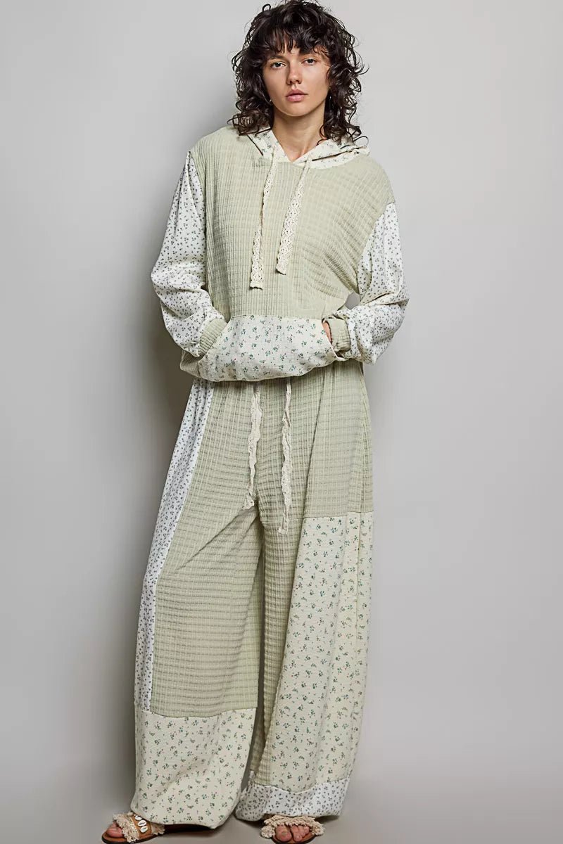 POL Mixed Knit Contrast Print Sleeve Hoodie with Kangaroo Pocket b0dd51b8-f8a7-4f30-9e95-1eeaaaf16e2c-Max-Origin