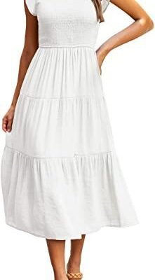 Gathered Layered Short Sleeve Swing Dress Gathered Layered Short Sleeve Swing Dress