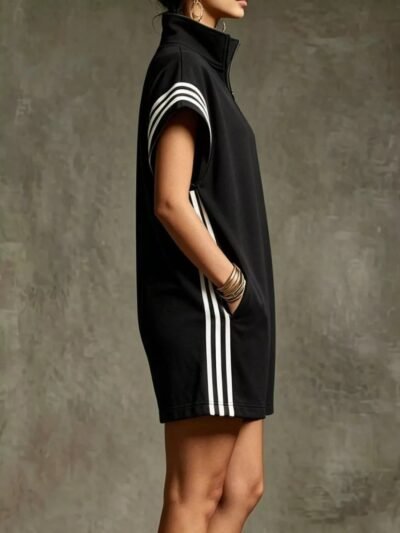 Striped Zip Front Short Sleeve Romper b50c8505-fdf3-424e-bc04-e0d1324cd83a-Max-Origin