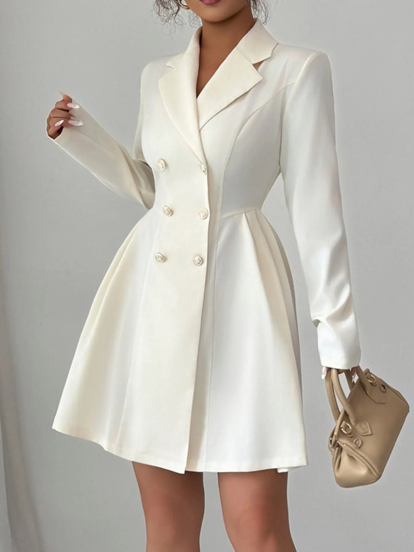Double-Breasted Blazer Dress with Pleated Detail be9db4f4-dc9c-4664-a882-0481e2e6141c-Max-Origin