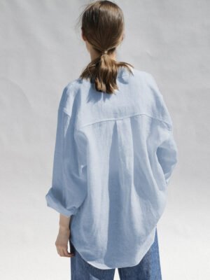 Niche Design Pure Linen Shirt Turn-down Collar Coat Women Niche Design Pure Linen Shirt Turn-down Collar Coat Women