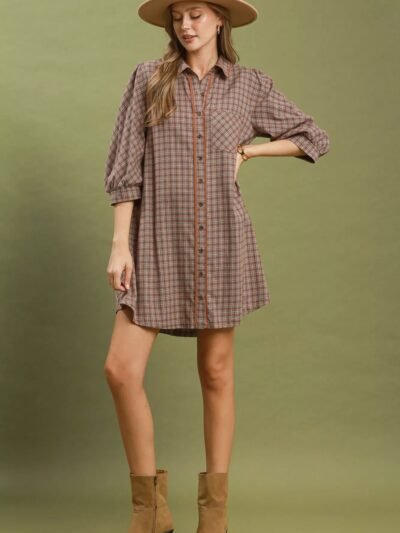 Umgee Plaid Button Down Oversized Shirt Dress fb563a21-4020-427d-a1b5-d7ba66fdae5e-Max-Origin