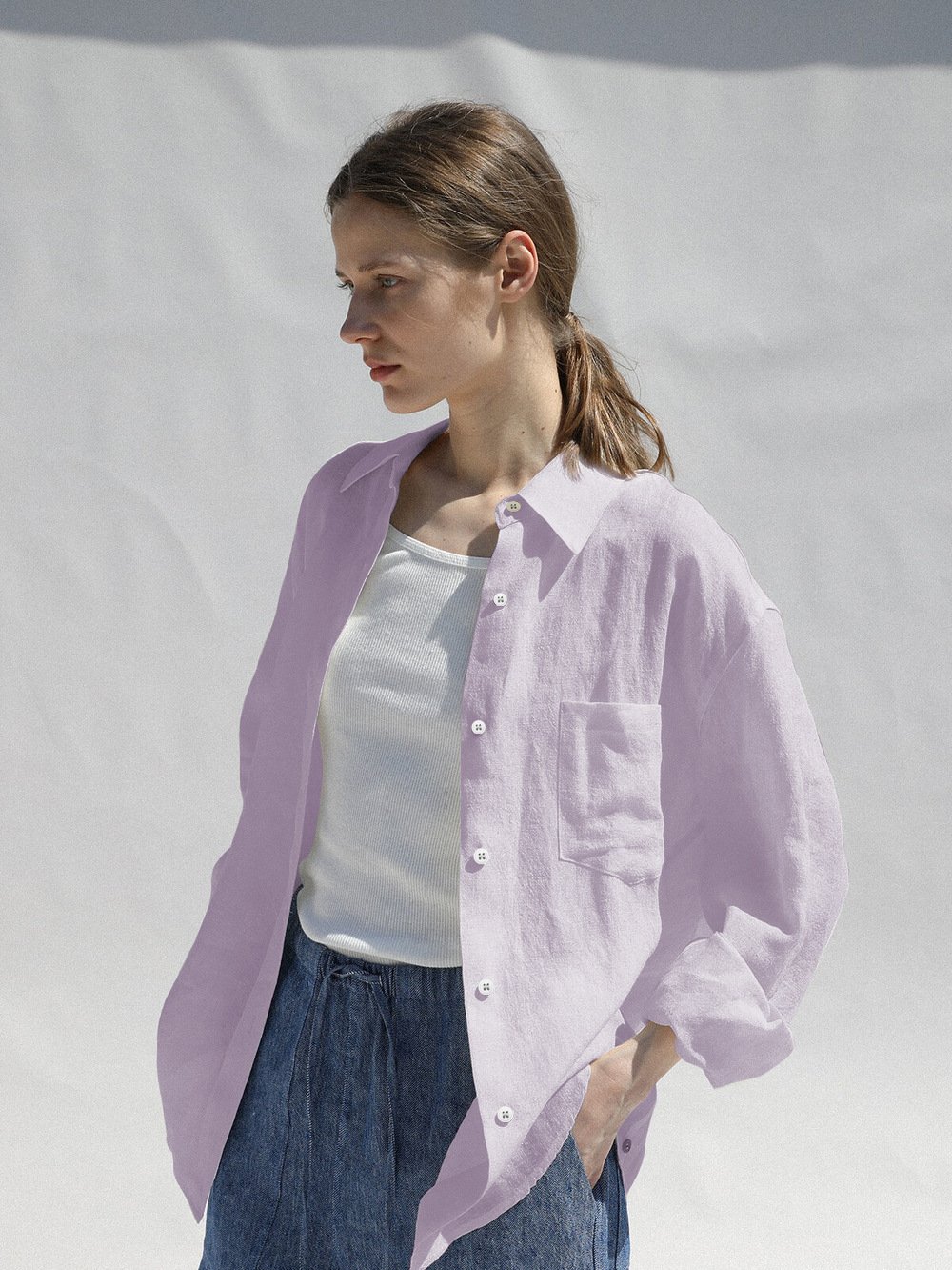 Niche Design Pure Linen Shirt Turn-down Collar Coat Women Niche Design Pure Linen Shirt Turn-down Collar Coat Women - Image 9