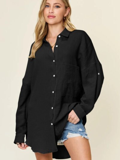 Double Take Full Size Pocketed Texture Button Up Shirt c76ddd5d-941b-4b98-80ac-321b731d77de-Max
