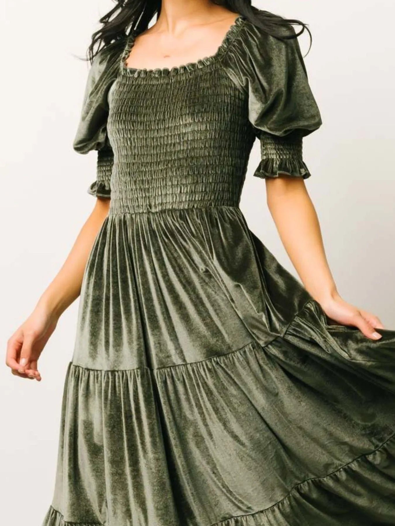 Smocked Half Sleeve Tiered Midi Dress cd011089-43f4-49e6-a968-69bb9154e219-Max-Origin