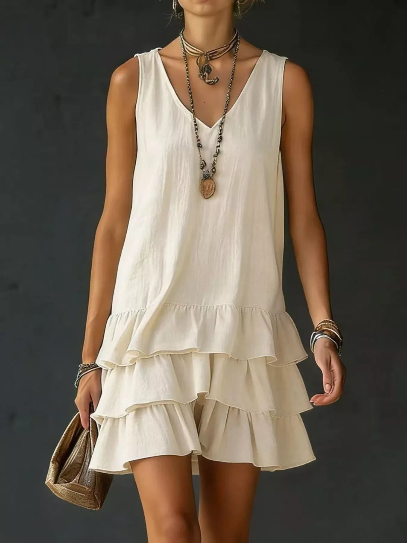 Full Size Ruffled Hem V-Neck Sleeveless Dress Plus Size cd05692743914cc18278ab0da9afdc30-Max-Origin