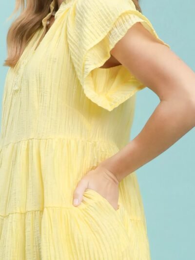 Umgee Tiered Ruffle Sleeve Textured Mini Dress cdcaaffd-de5d-44b6-b7bc-4d7f5936412e-Max-Origin