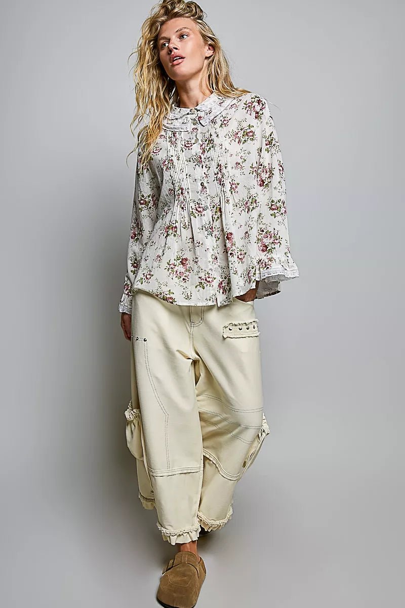 POL Floral Lace Trim Pintuck Button-Down Shirt ce3fd158-8aac-41a5-9e66-7fd5bf991034-Max-Origin