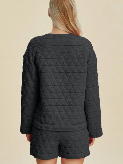 Double Take Full Size Texture Round Neck Long Sleeve Top and Shorts Set ce4ab45b-2de8-4630-93fd-bb8313a8f1c7-Max
