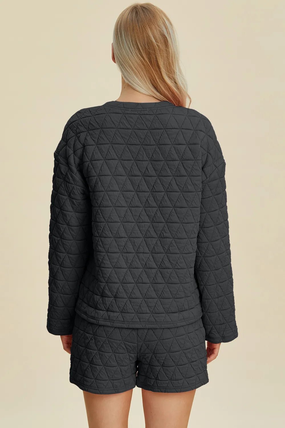 Double Take Full Size Texture Round Neck Long Sleeve Top and Shorts Set ce4ab45b-2de8-4630-93fd-bb8313a8f1c7-Max