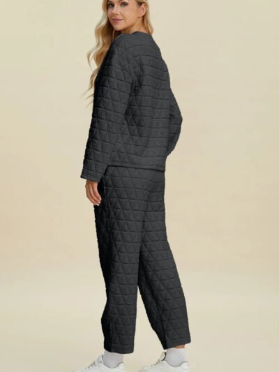 Double Take Full Size Texture Round Neck Long Sleeve Top and Pants Set d0ac77f2-29c2-4353-acd7-eae5ff059eb5-Max