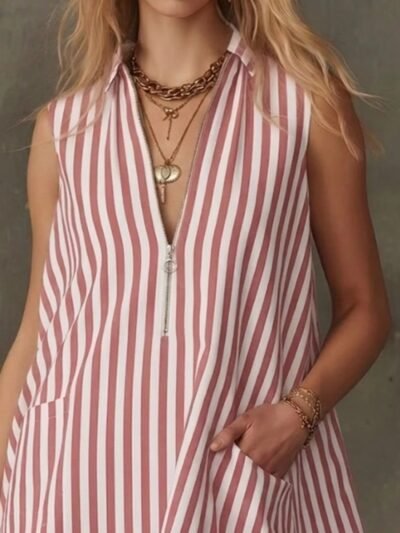 Striped Zipper Neck Ruffle Hem Dress d30bdaad-6259-4ace-98d6-22619c590bd2-Max-Origin
