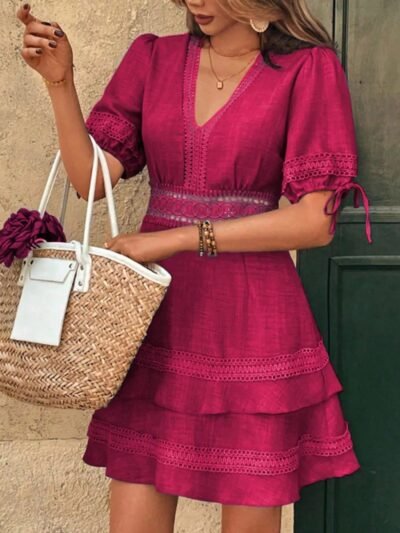 Lace Detail V-Neck Mini Dress d3ce2842-267b-4092-a49d-8e9b1e26a297-Max-Origin