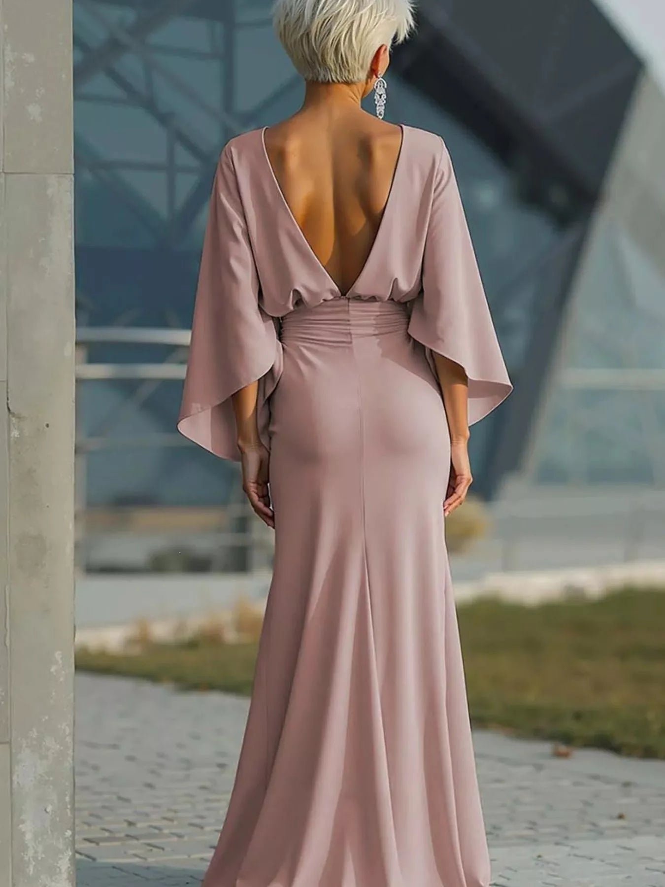 Batwing Sleeve Ruched Maxi Dress d52895c0-adb5-4971-a725-51314cc6346a-Max-Origin