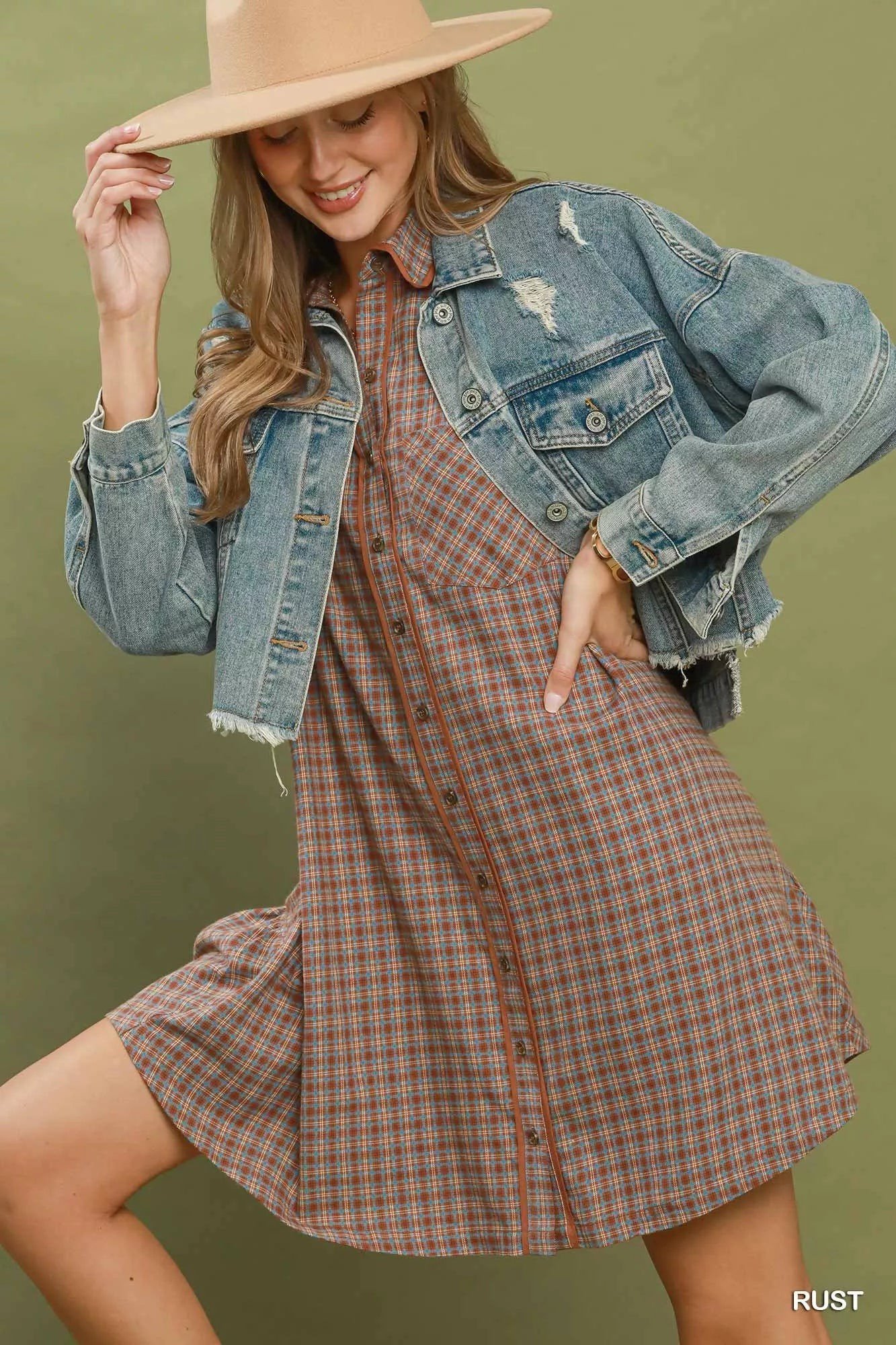 Umgee Plaid Button Down Oversized Shirt Dress 71a6c5bc-ffe9-400b-84af-b6035d753db7-Max-Origin