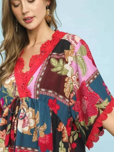 Umgee Abstract Print V-Neck Mini Dress ded95fdf-77f9-4152-b228-0b075d3ffdd9-Max-Origin