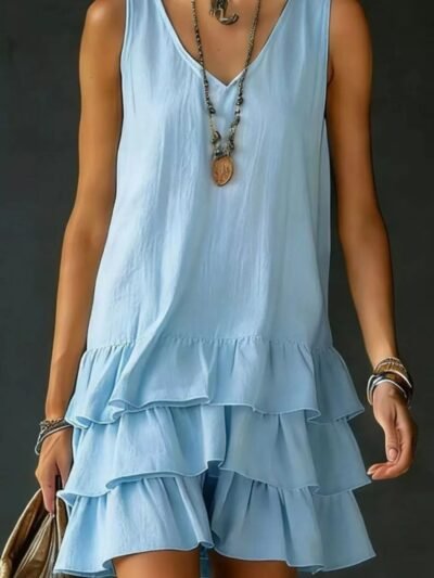 Full Size Ruffled Hem V-Neck Sleeveless Dress Plus Size dcc15c13279d4d66ba5c3821cd747635-Max-Origin