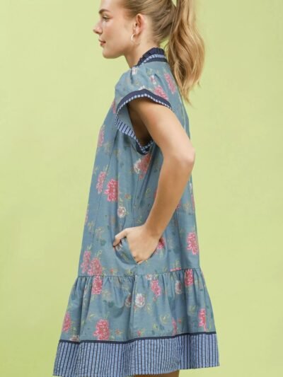 Umgee Floral Contrast Trim Ruffle Hem Mini Dress df45c063-50a1-4f1b-b880-f3ac07da0917-Max-Origin