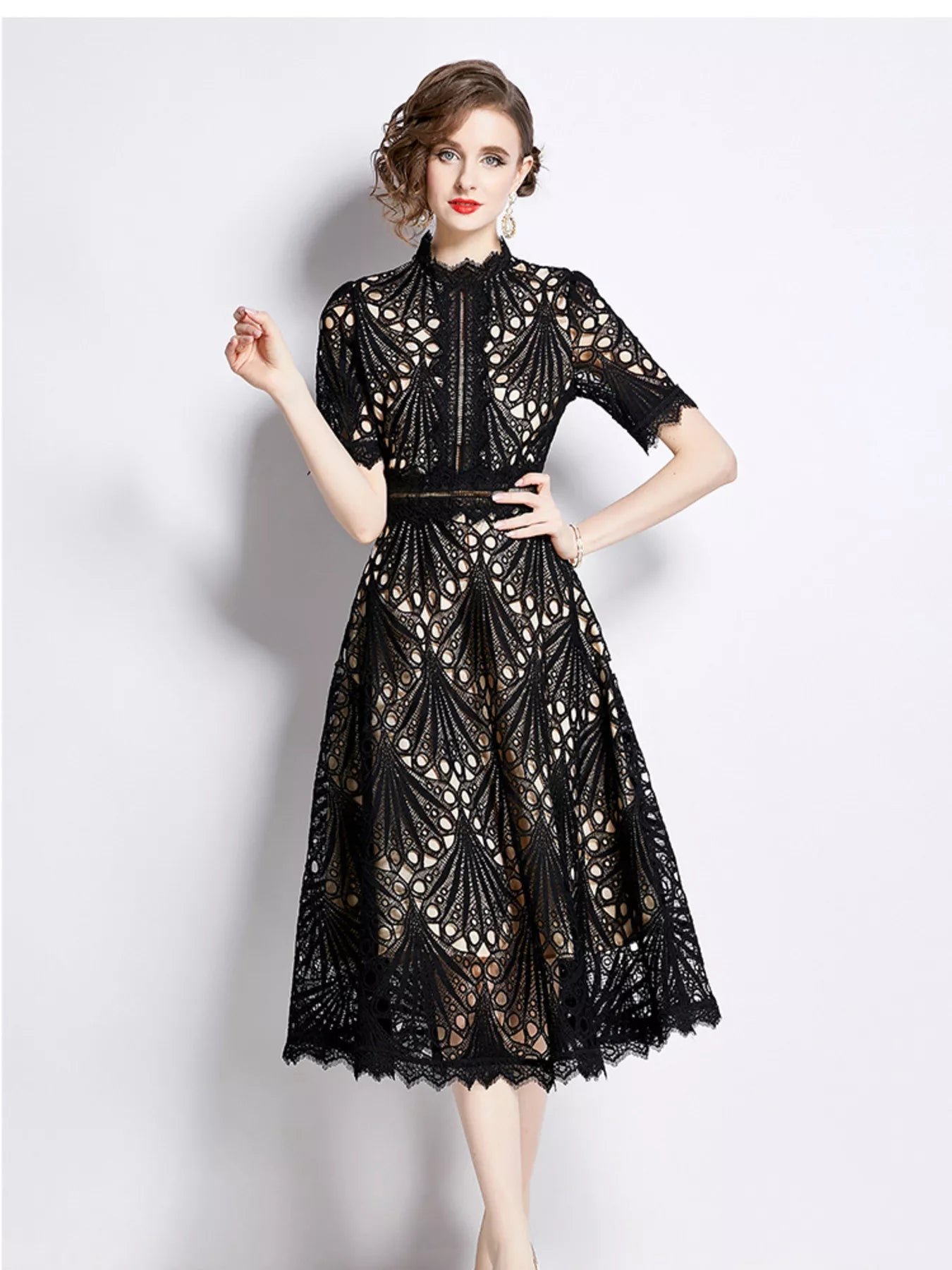 Full Size Lace Short Sleeve Midi Dress Plus Size e69c22ef17784f18b8778e68bb3bde90-Max-Origin