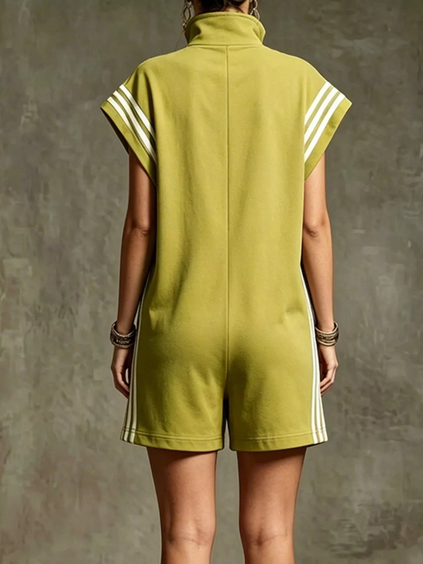 Striped Zip Front Short Sleeve Romper e8557fba-9d63-4be8-8c5b-c4e91f286ed2-Max-Origin