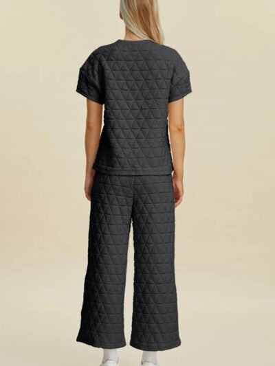 Double Take Full Size Texture Round Neck Short Sleeve Top and Pants Set e950c552-03c7-4b95-8f50-e96e4095da87-Max
