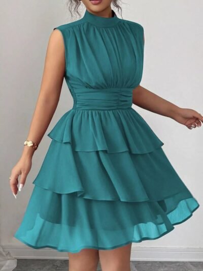 Sleeveless Mock Neck Layered Ruffle Dress e9890ccf-a1ec-44a3-afc5-a89ff59aeedd-Max-Origin