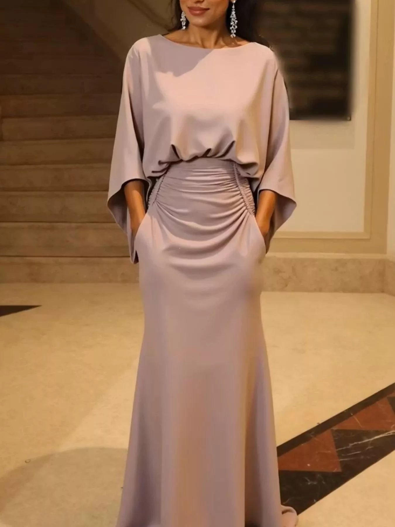 Batwing Sleeve Ruched Maxi Dress ea3684ea-beef-43a7-88ad-f773867cf36b-Max-Origin