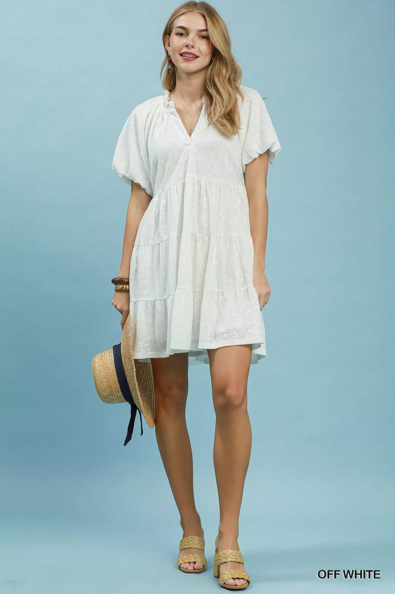Umgee Jacquard Puff Sleeve Mini Dress ee53d9f9-f2f0-47e7-9fcf-8ce78e7e1668-Max-Origin