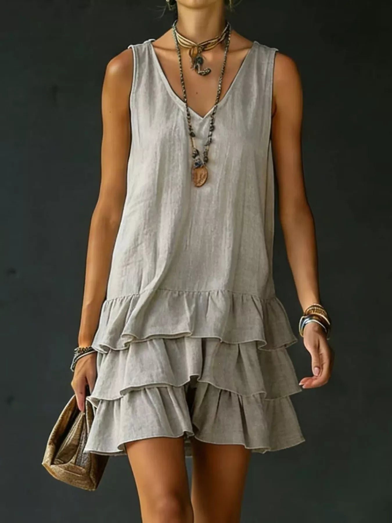 Full Size Ruffled Hem V-Neck Sleeveless Dress Plus Size eea69fb8f80b4c5bb90f856018a73fc4-Max-Origin