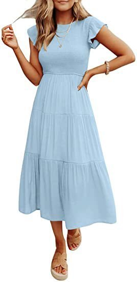 Gathered Layered Short Sleeve Swing Dress Gathered Layered Short Sleeve Swing Dress - Image 6