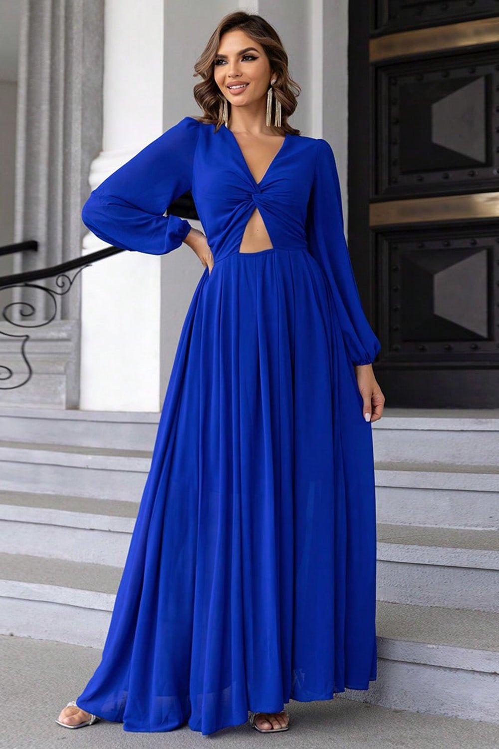 Twist Front Cutout Long Sleeve Dress efa9a3bb00da4f318c8eaec5f6764ce9-Max