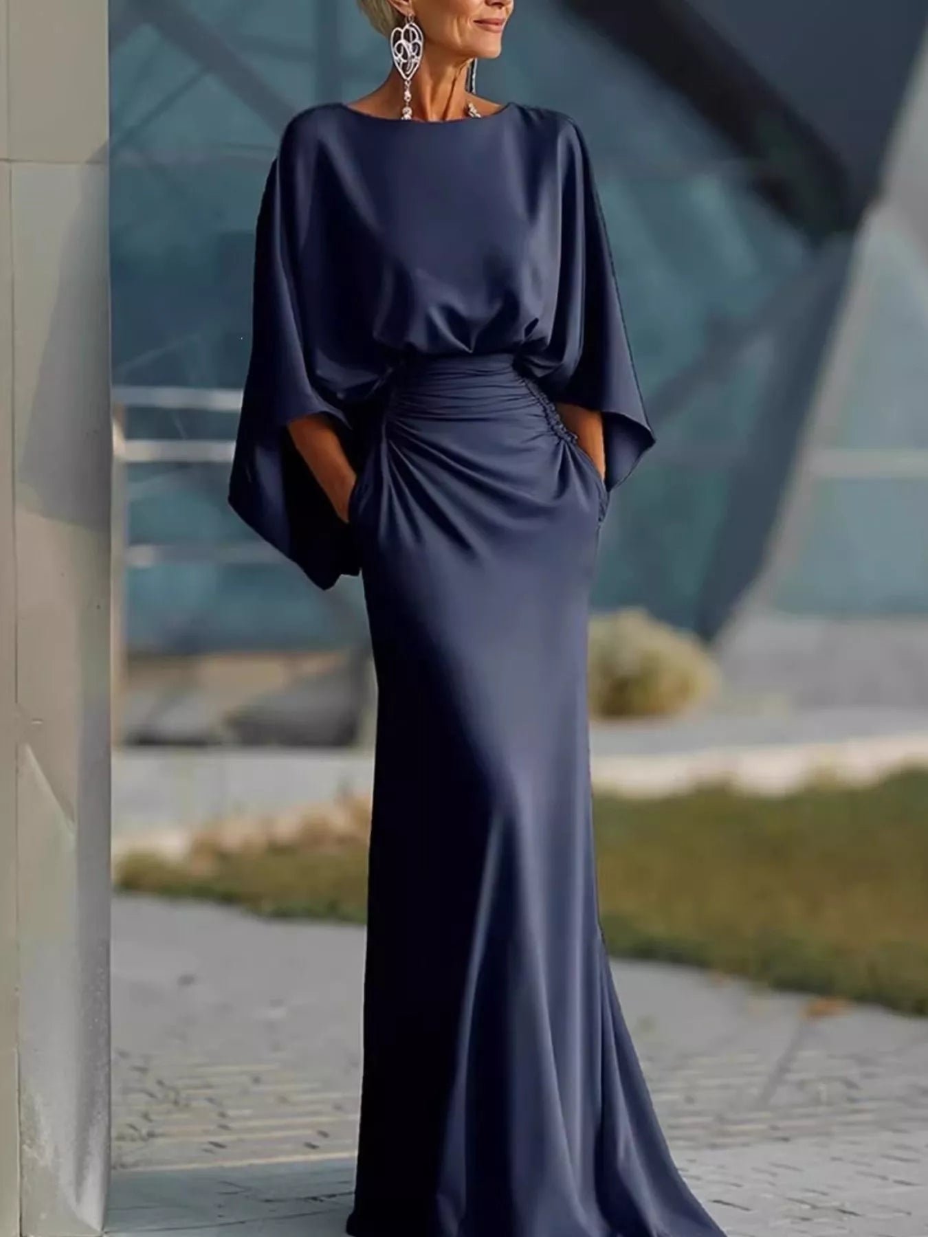 Batwing Sleeve Ruched Maxi Dress f1b5c690-877a-4552-a8a0-d538322f20f1-Max-Origin