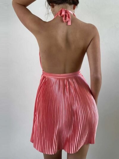Pleated Halter Neck Mini Dress 61a12262-1c26-4d9c-b441-a47d2e3b8f73-Max-Origin