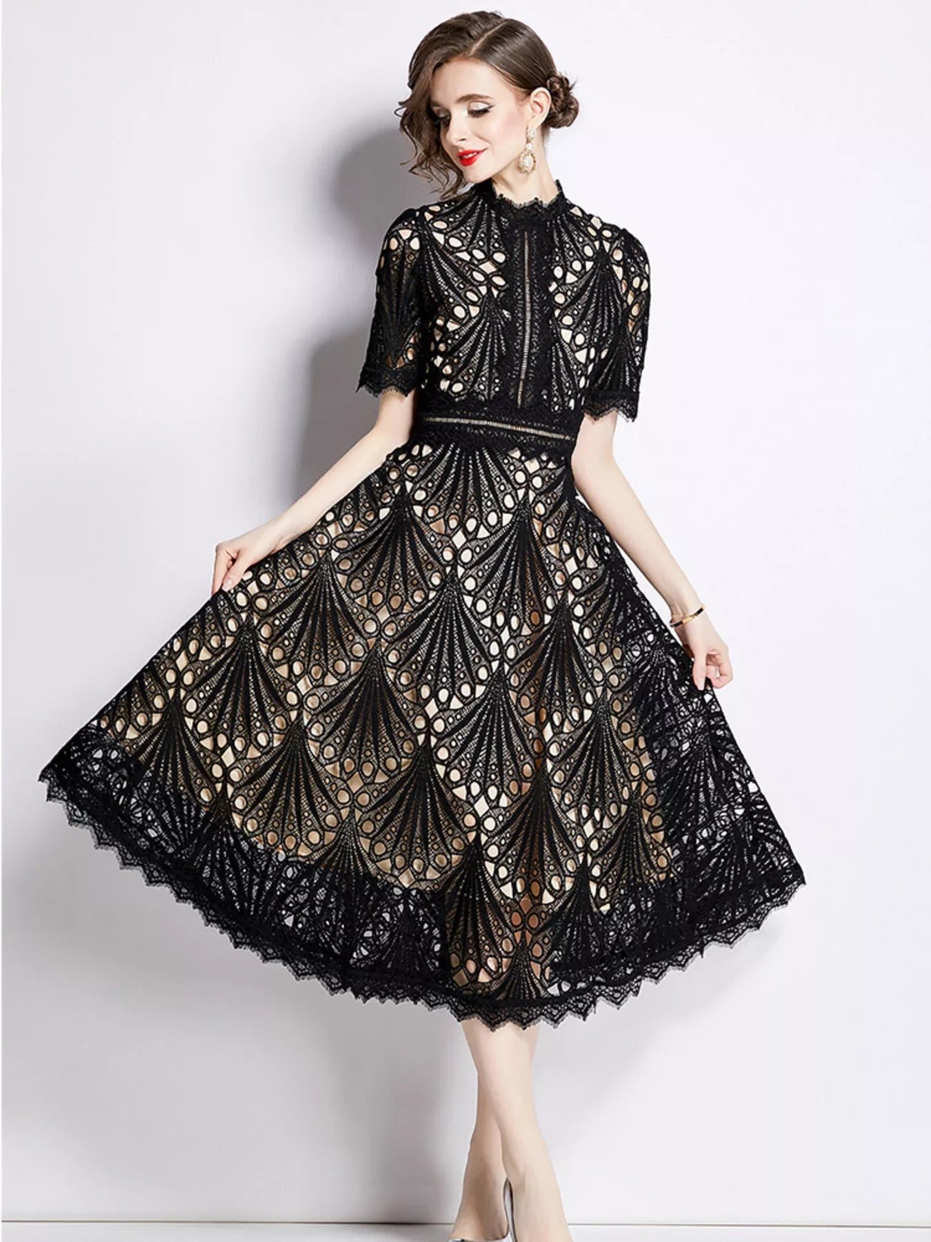 Full Size Lace Short Sleeve Midi Dress Plus Size f62bc607254e44c8ba6b1155cb0e0872-Max-Origin