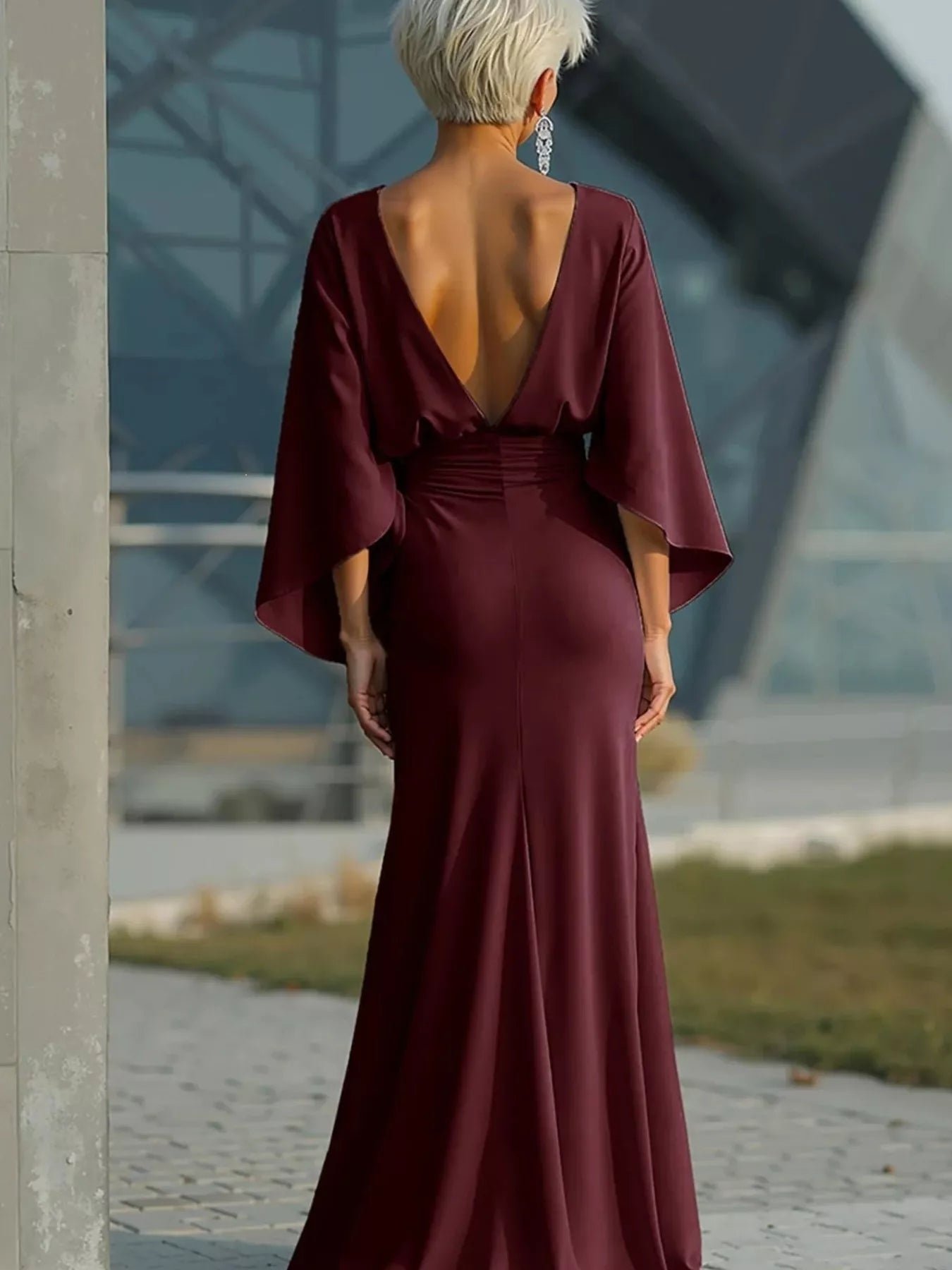 Batwing Sleeve Ruched Maxi Dress f68919ceae9e493f91028e50862ece97-Max-Origin