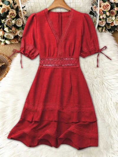 Lace Detail V-Neck Mini Dress f910a902-0d4c-4d39-b1b7-cf024fa5b02b-Max-Origin