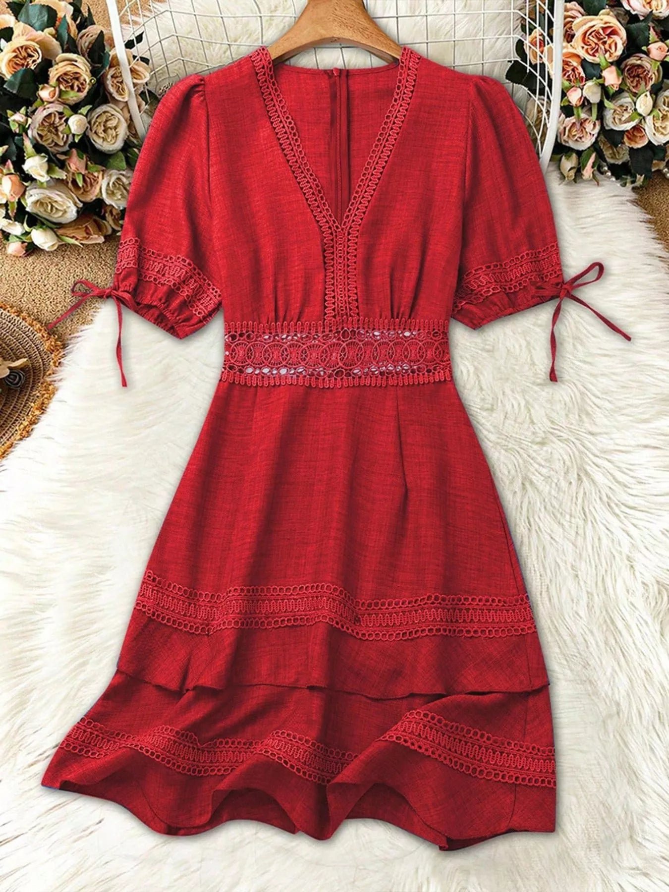 Lace Detail V-Neck Mini Dress f910a902-0d4c-4d39-b1b7-cf024fa5b02b-Max-Origin