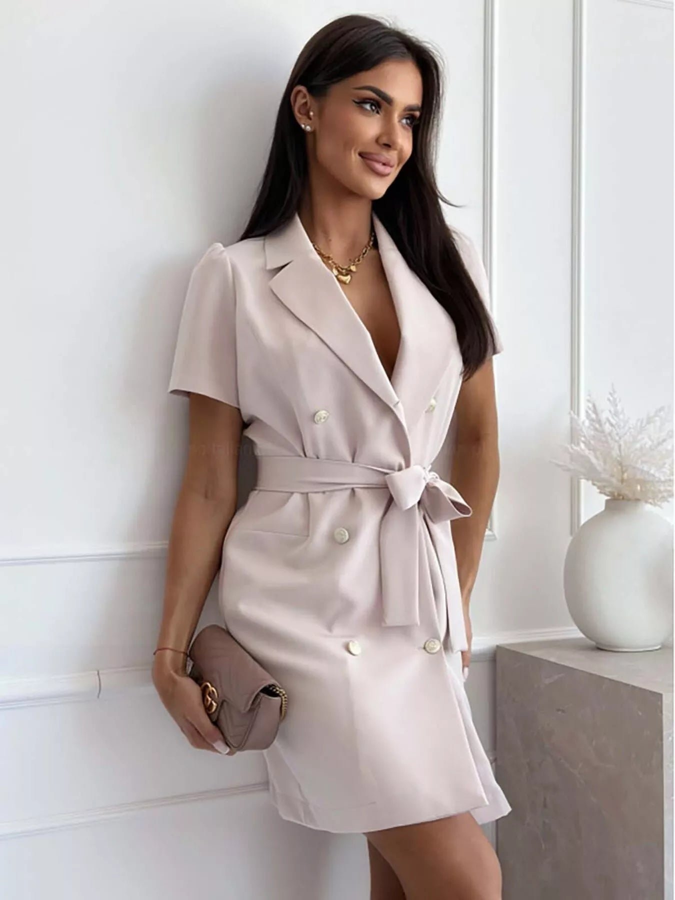 Double-breasted Blazer Dress with Belt fe729959b9ec48628a74983db9180d52-Max-Origin