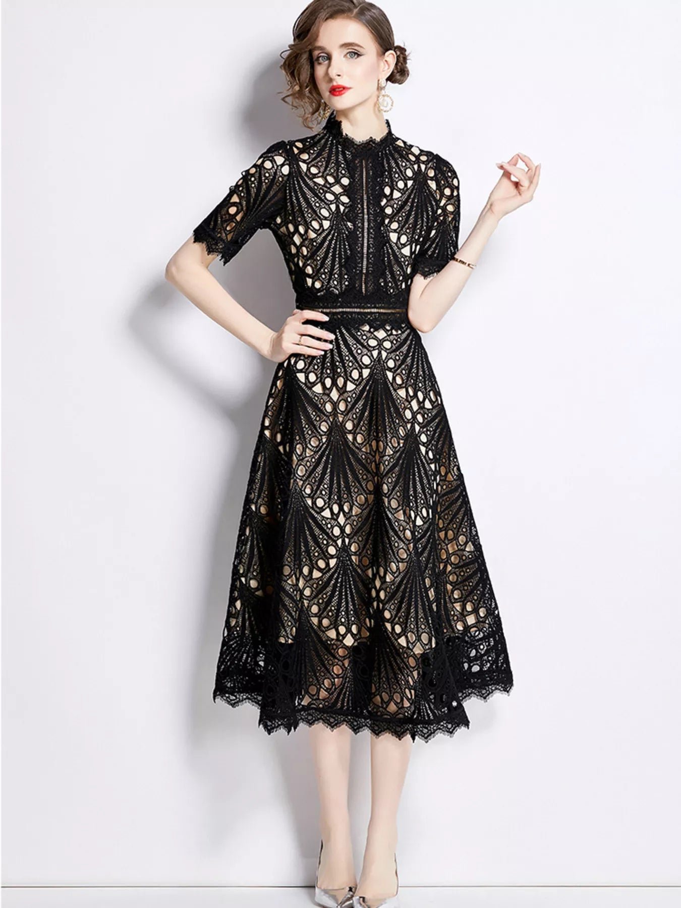 Full Size Lace Short Sleeve Midi Dress Plus Size ff1248339b4f45818d6efdddd0dc1b8c-Max-Origin
